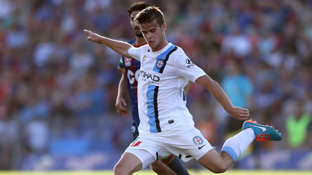 Melbourne City FC defender Connor Chapman in action against the Newcastle Jets.