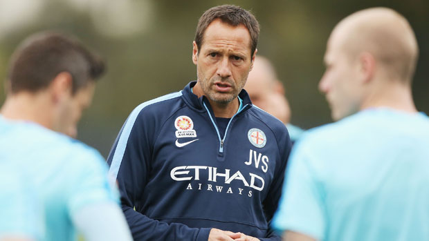 John van't Schip watches on during a Melbourne City FC training session.