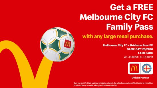 Enjoy a Free Melbourne City FC Family Pass with thanks to McDonald’s!